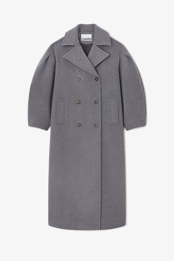 Caban long en laine gris, Pewter