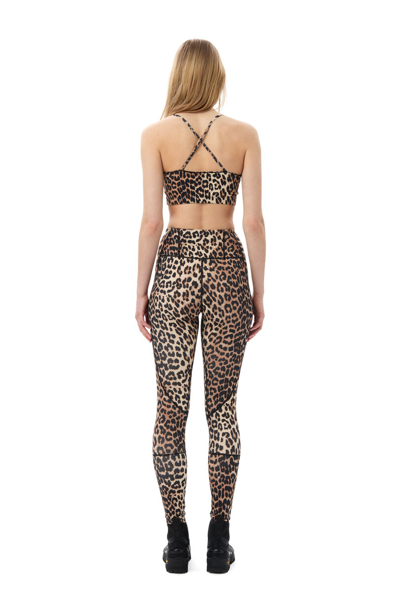 Active Ultra High Waist Tights, Recycled Nylon, in colour Leopard - 4 - GANNI