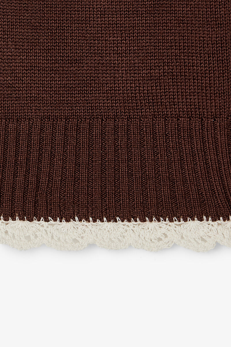 Crewneck i brun uld, Wool, in colour Chicory Coffee - 2 - GANNI