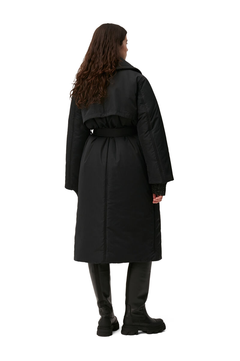 Oversized Shiny Puff Coat, Recycled Polyester, in colour Black - 2 - GANNI