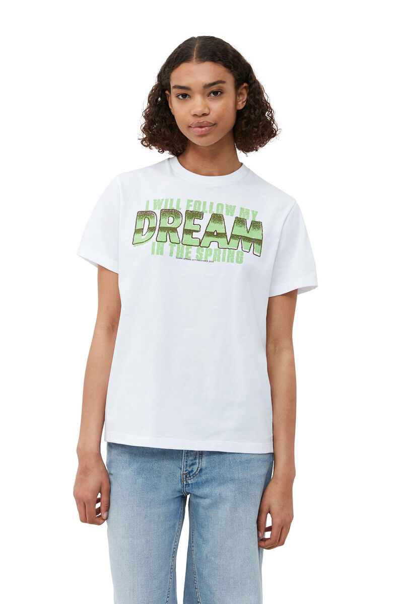 Relaxed Dream T-shirt, Organic Cotton, in colour Bright White - 4 - GANNI