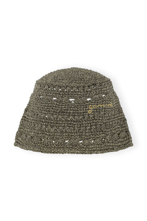 가니 메탈릭 뜨개 버킷햇 GANNI Metallic Crochet Bucket Hat,Black