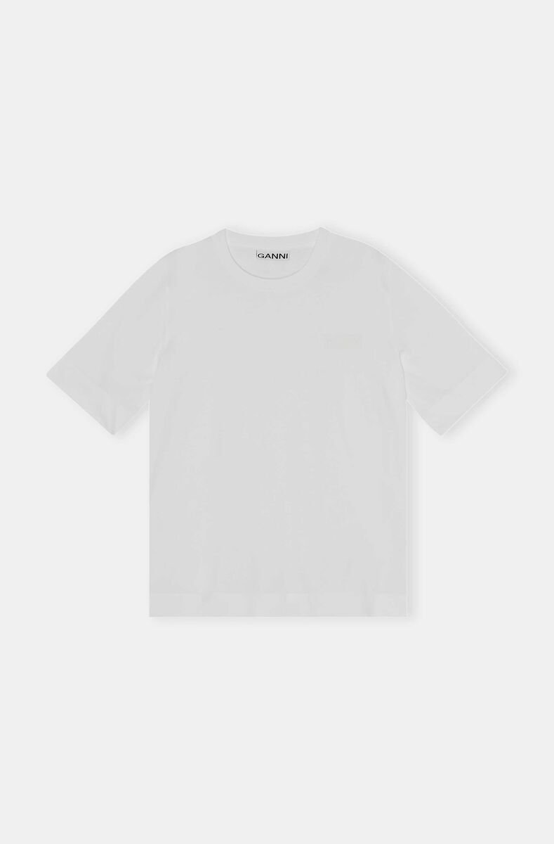 Avslappnad t-shirt med logga, Cotton, in colour White - 1 - GANNI