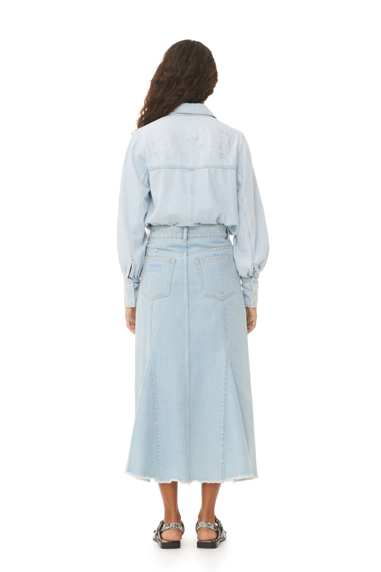 Future Denim Shirt, Organic Cotton, in colour Light Blue Vintage - 4 - GANNI