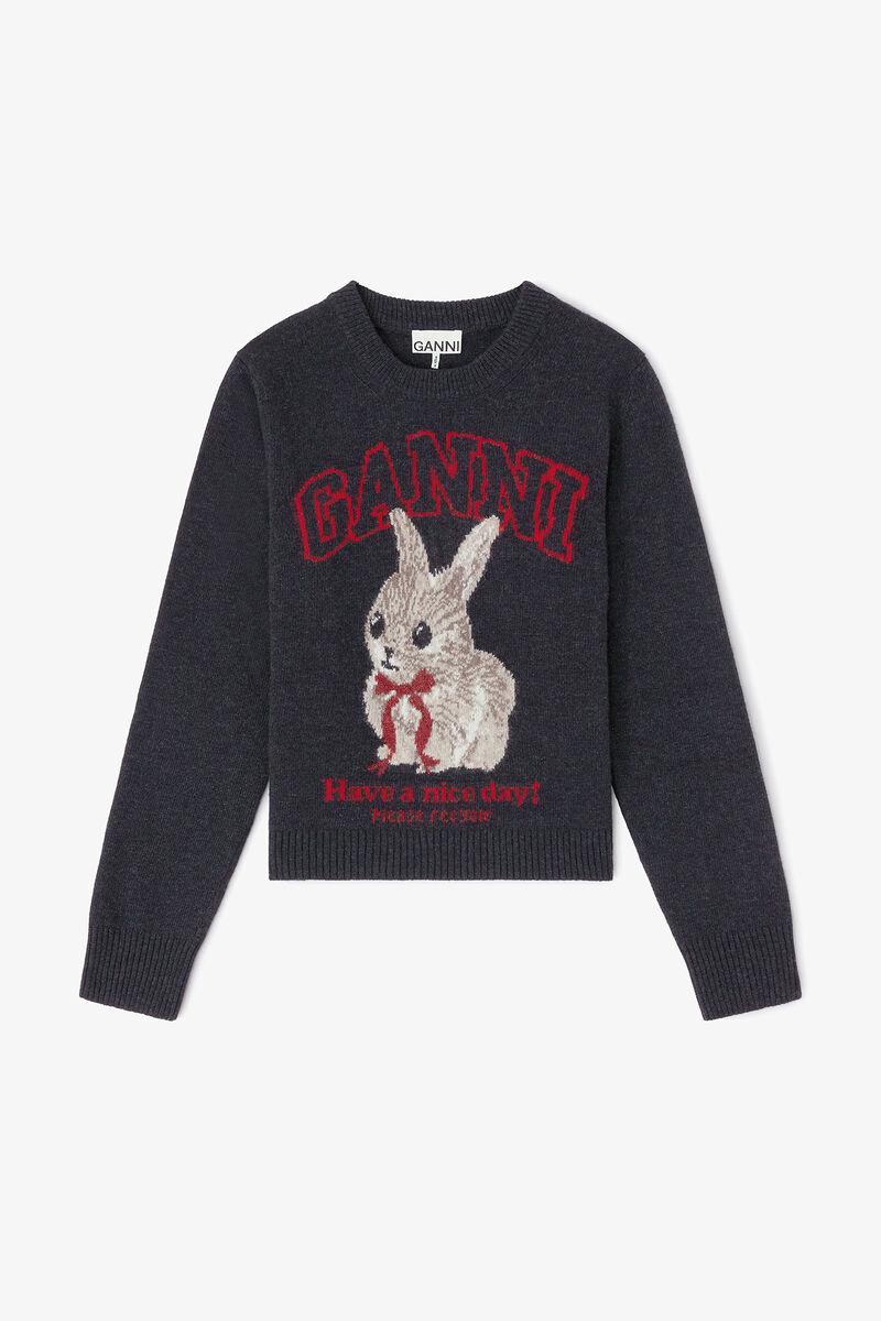 Pull en laine graphique, in colour Phantom - 1 - GANNI