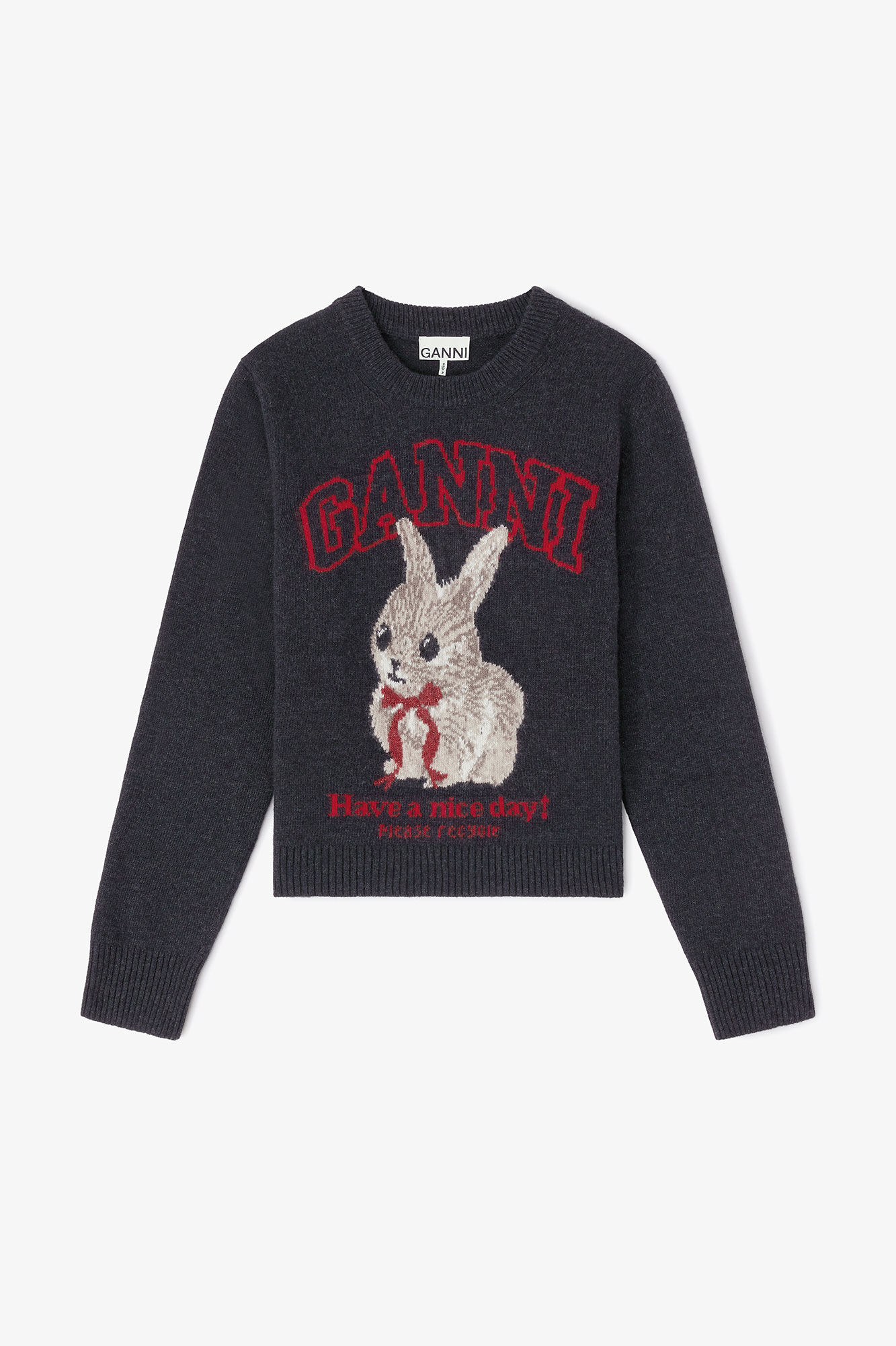 Pull en laine graphique, in colour Phantom - 1 - GANNI