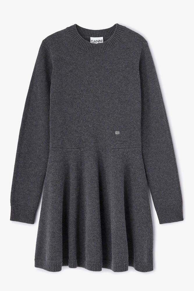 Grey Wool Mini Dress, Phantom