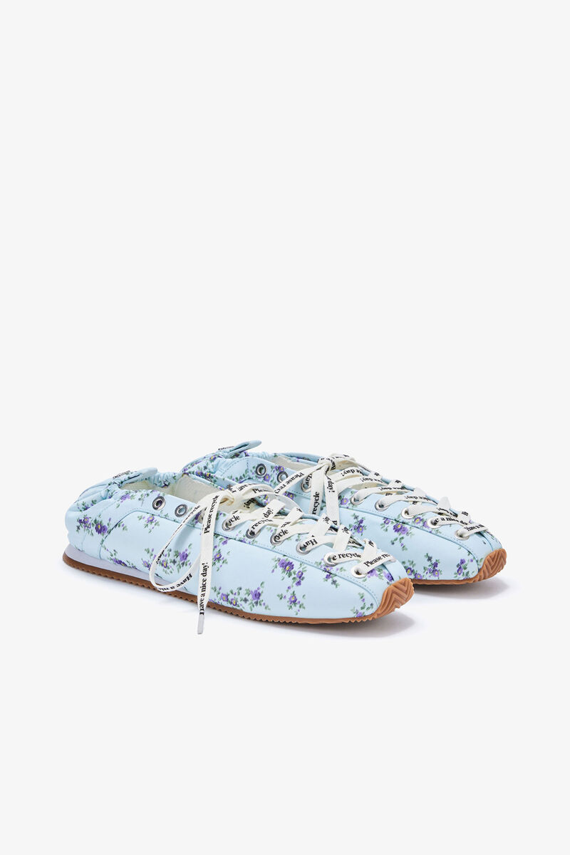 Sporty Ballerina in Blue Nylon, Recycled Polyester, in colour Iced Aqua - 2 - GANNI