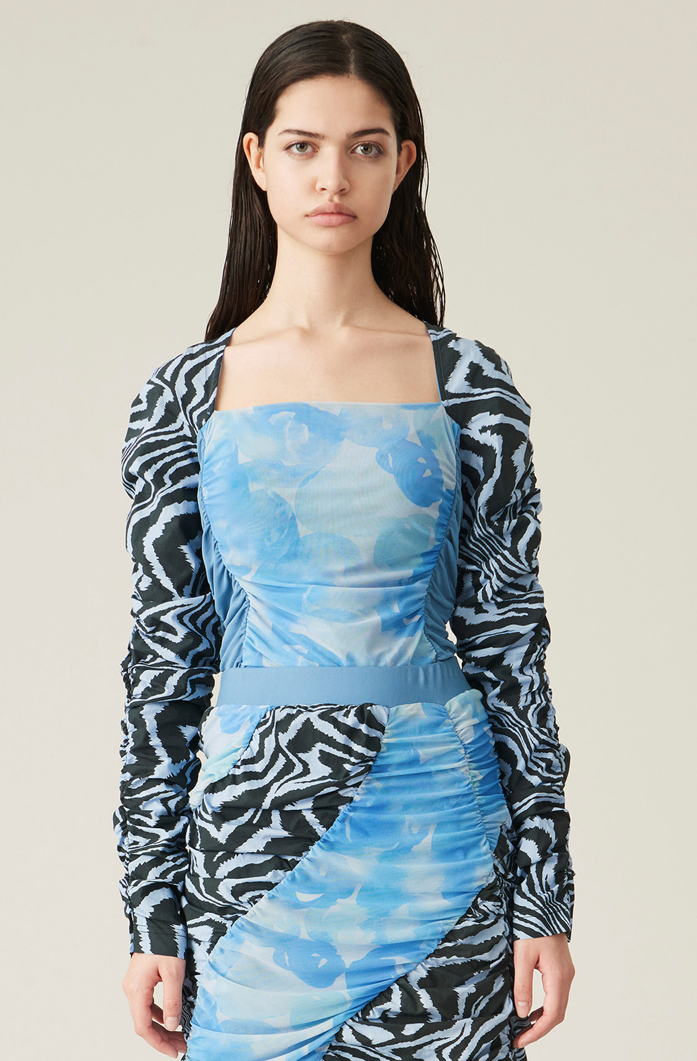 ganni patchwork dress