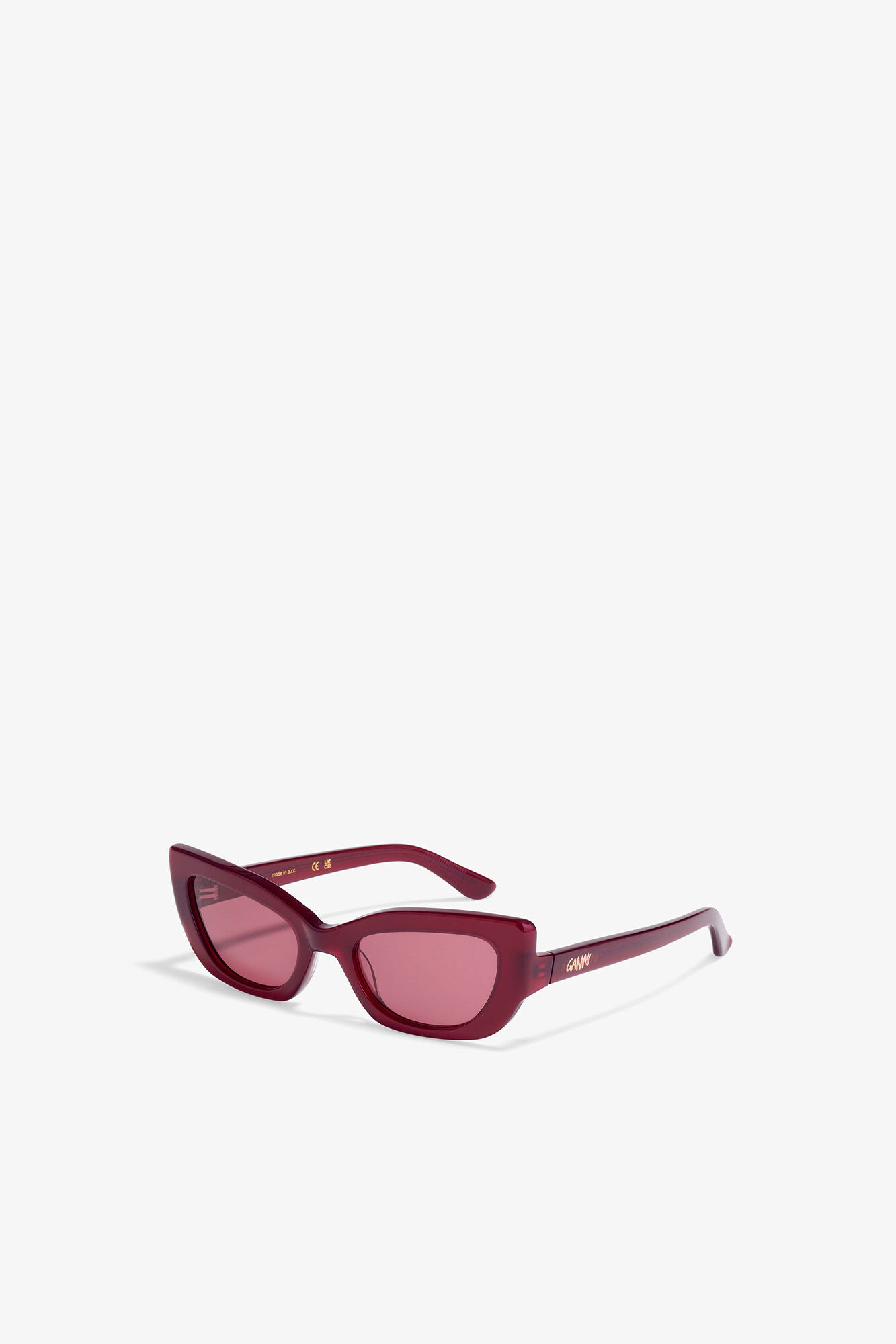 GANNI x Ace & Tate r&oslash;de Sadie solbriller, Acetate, in colour Port Royale - 2 - GANNI
