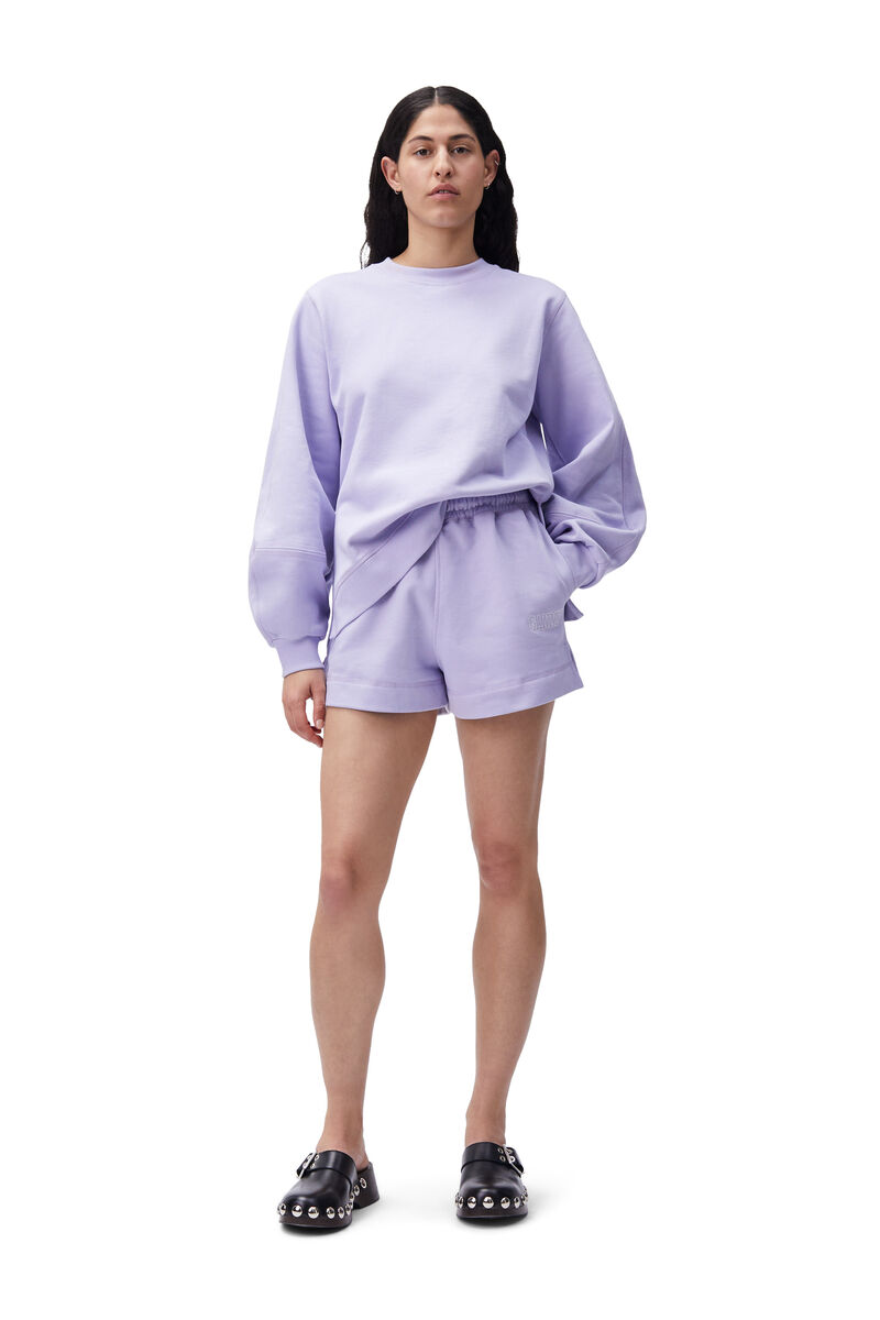 Drawstring Shorts, Organic Cotton, in colour Cosmic Sky - 1 - GANNI