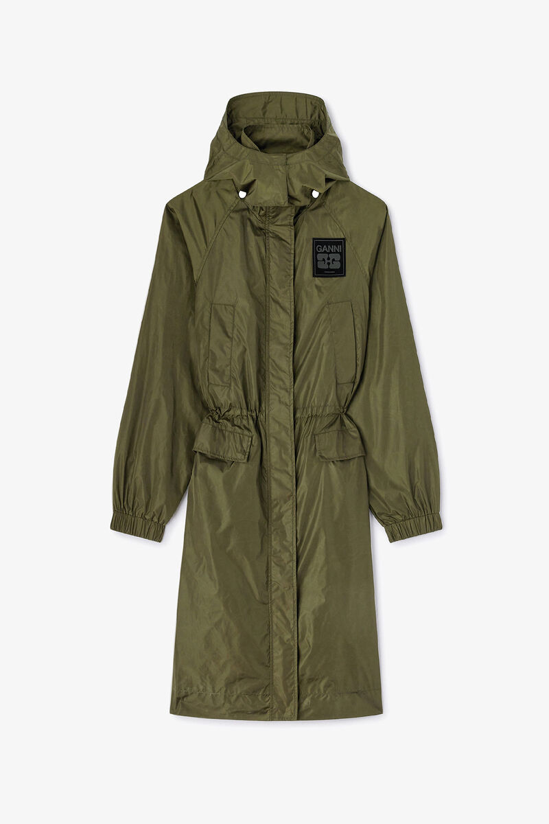 Nylon Parka Coat, in colour Kalamata - 1 - GANNI