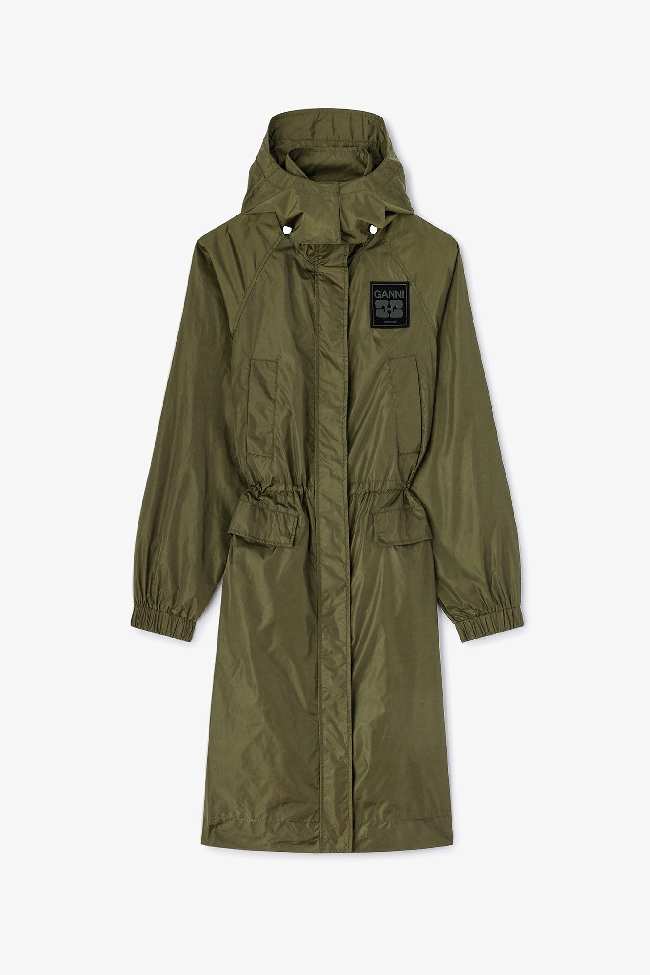 Nylon Parka Coat, in colour Kalamata - 1 - GANNI
