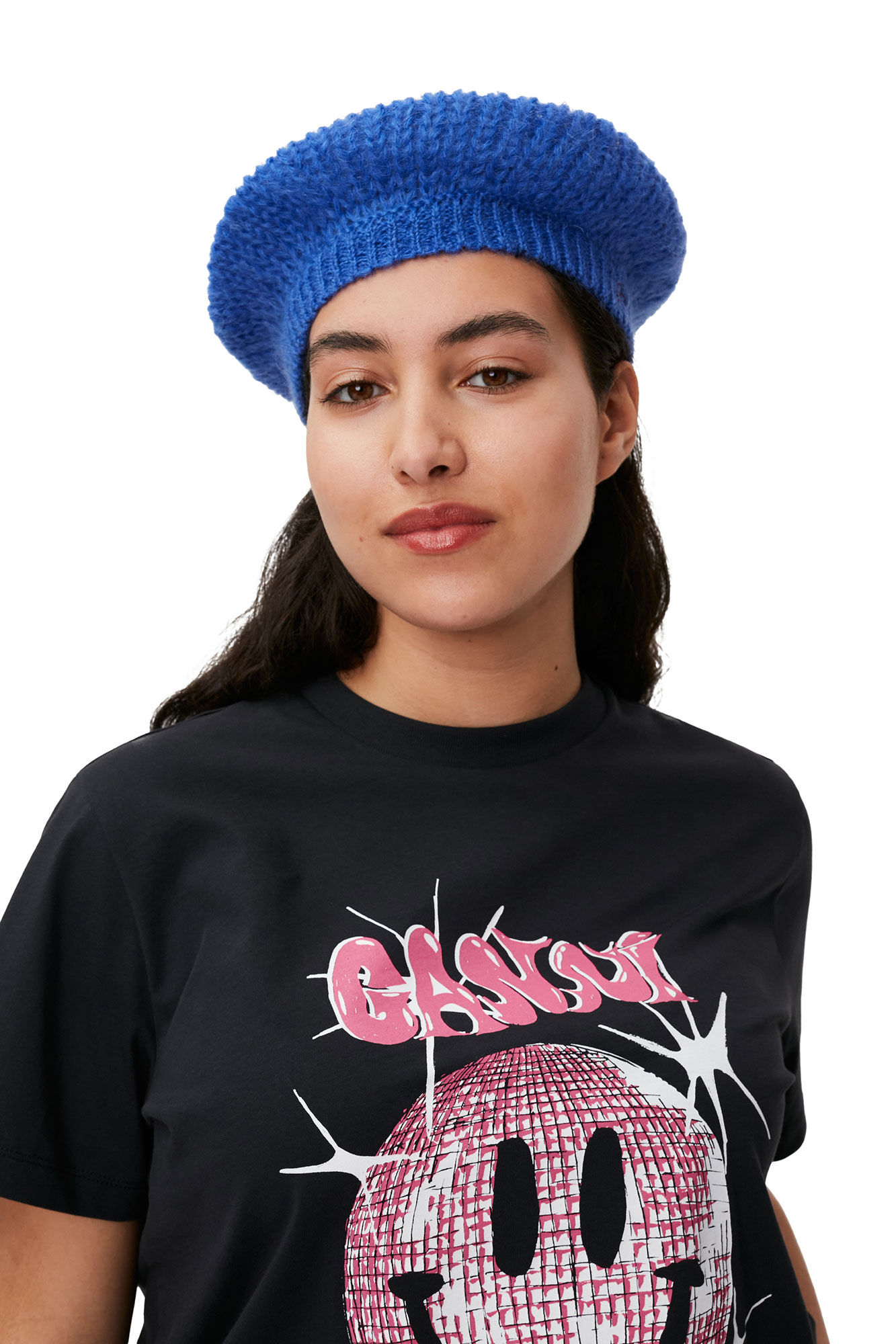 Smiley Relaxed T-shirt, Cotton, in colour Phantom - 3 - GANNI