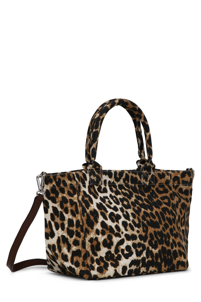 Leopard Small-handleveske, Recycled Cotton, in colour Leopard - 2 - GANNI