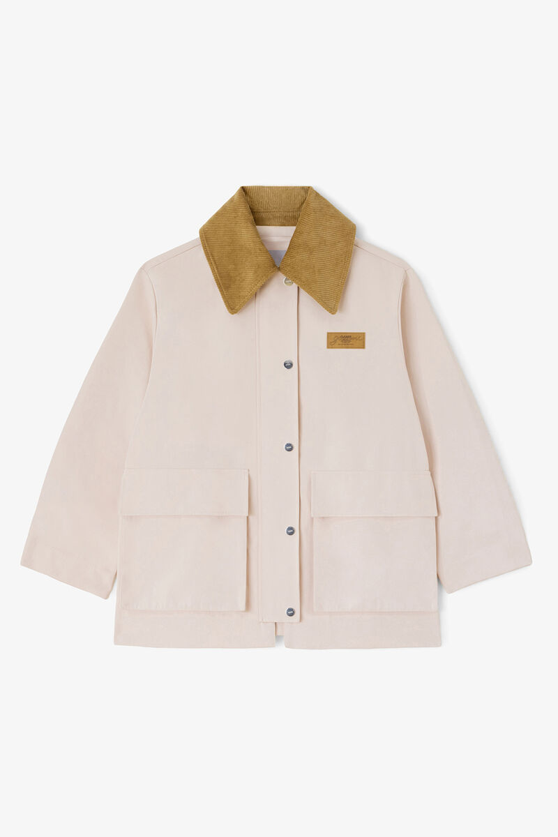 Jacket in Pink Twill, Recycled Polyester, in colour Primrose Pink - 1 - GANNI