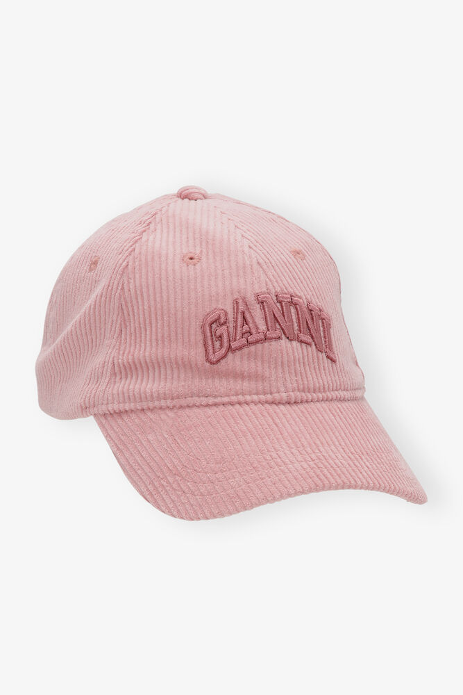 Pink Corduroy Embroidered Logo Cap, Pink Lavender
