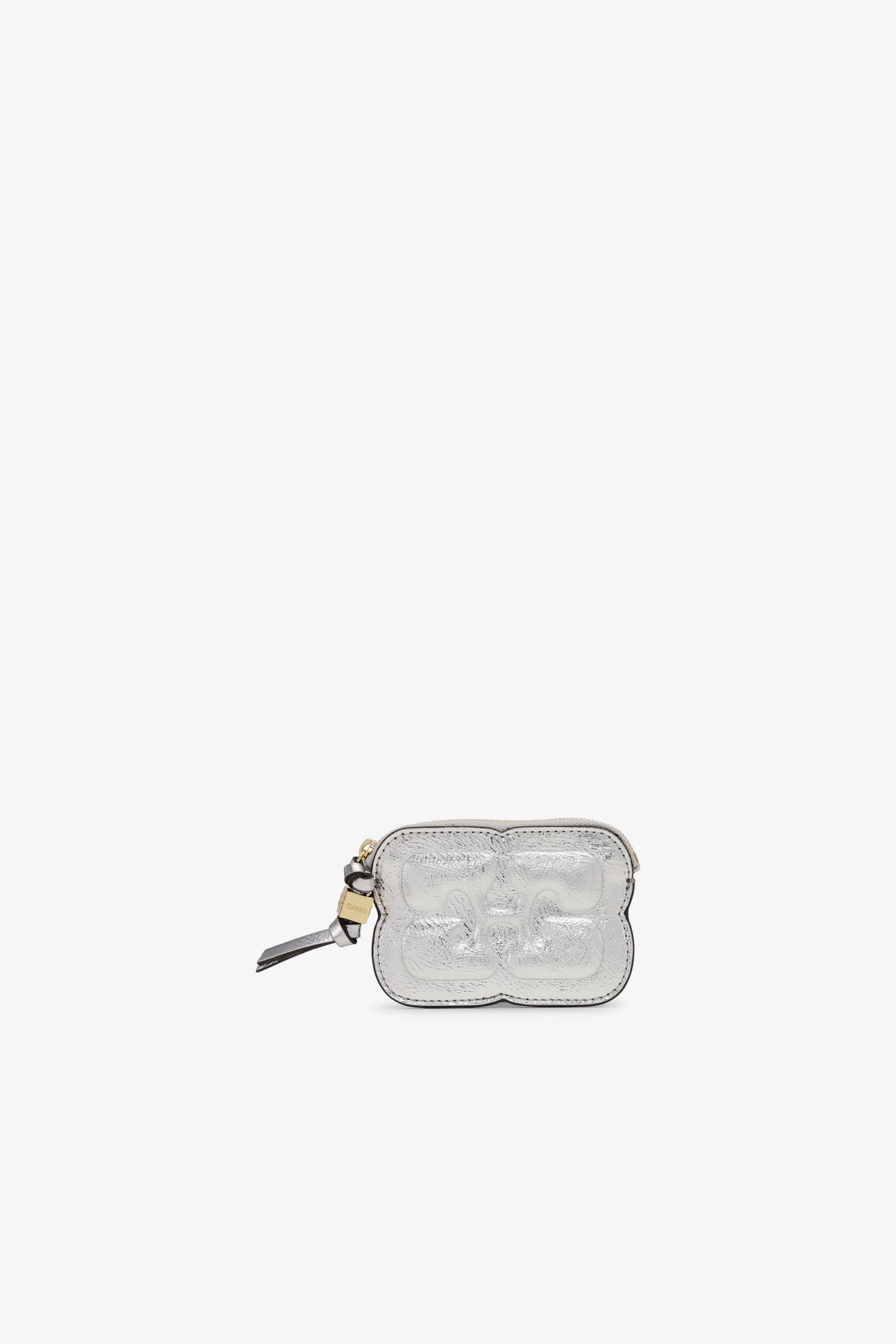 Silver Metallic GANNI Bou Zipped Wallet, Polyester, in colour Silver - 1 - GANNI