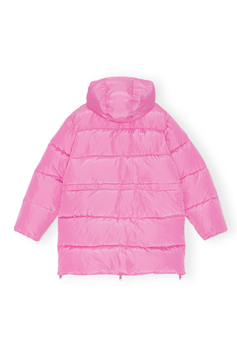 Oversized Tech Puffer Midi Jacket, Recycled Polyester, in colour Cyclamen - 2 - GANNI