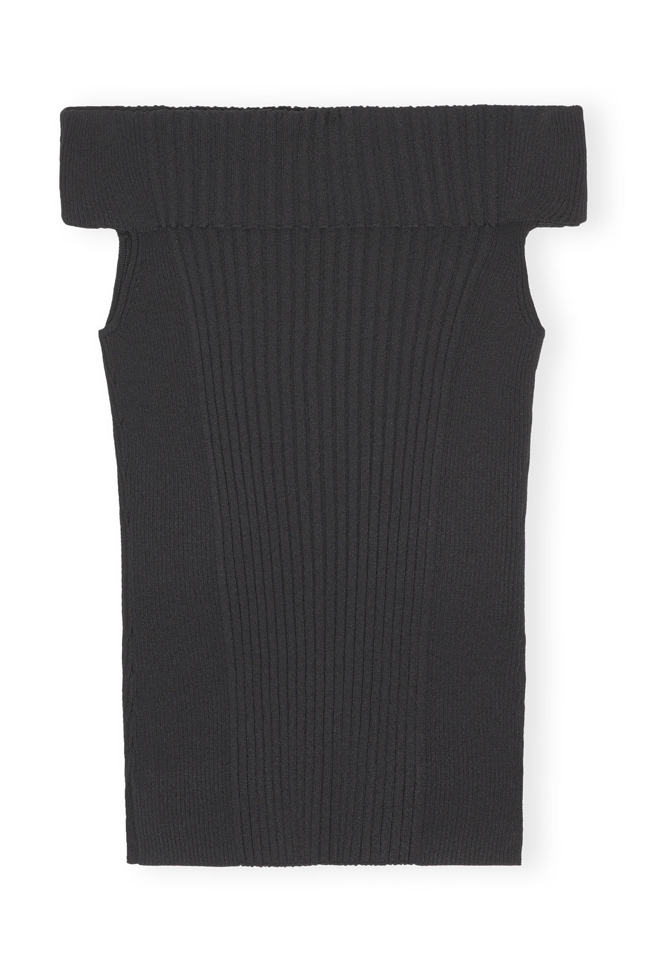 Schulterfreies Melange-Strick-Oberteil, Elastane, in colour Black - 2 - GANNI