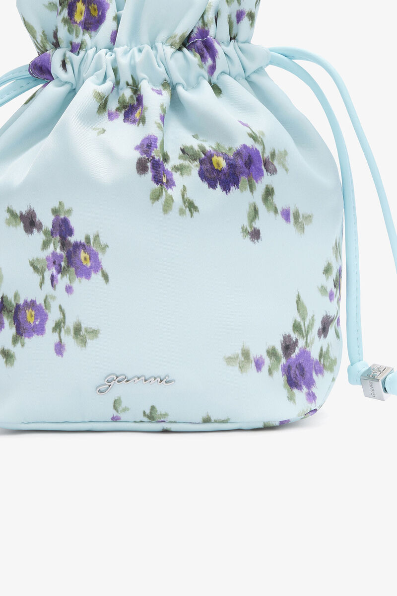 Pouch in Printed Nylon, Recycled Polyamide, in colour Iced Aqua - 3 - GANNI