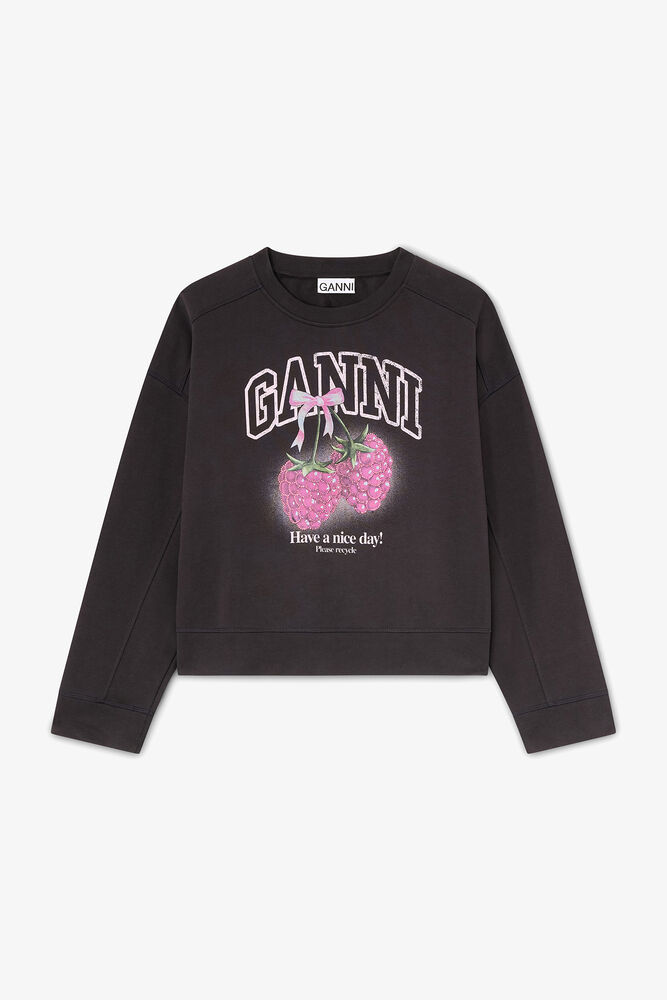 Sweatshirt med crewneck och hallonmotiv, Phantom