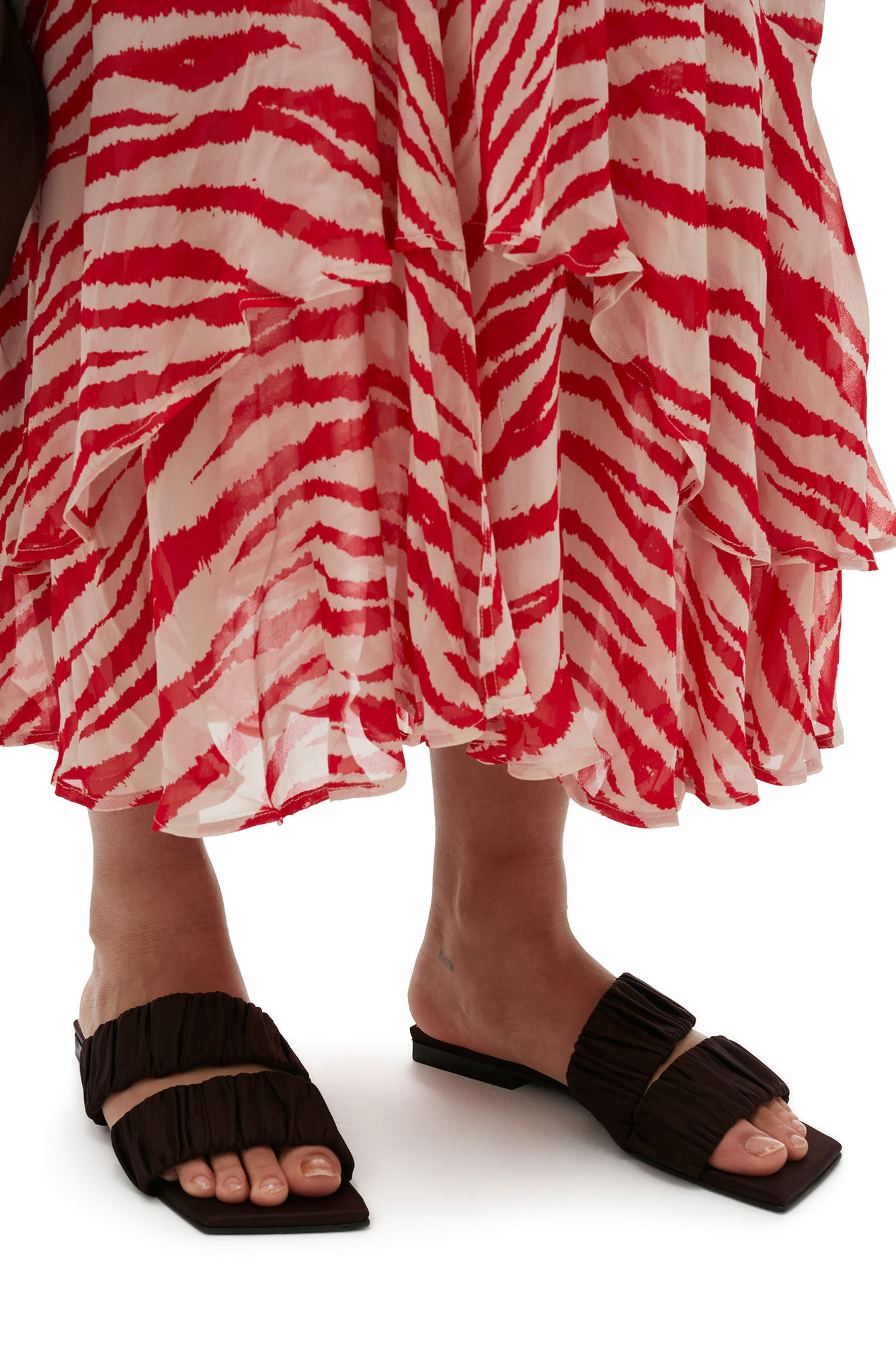 Printed Light Georgette Maxi Dress, Viscose, in colour Castle Wall - 5 - GANNI