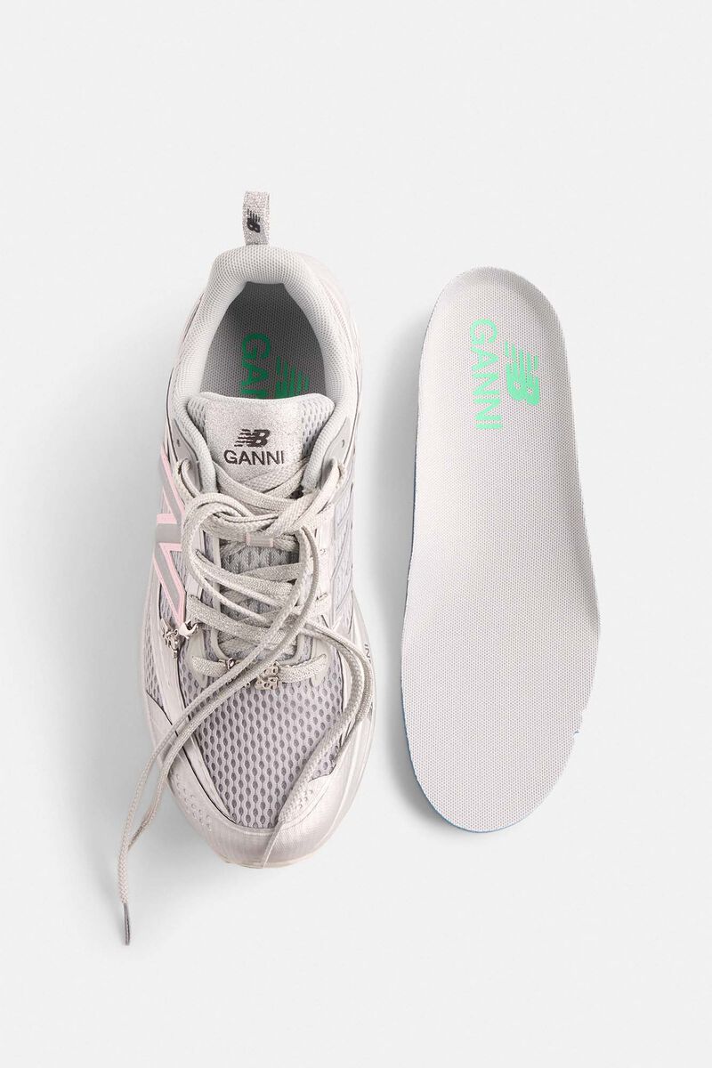 GANNI x New Balance Silver and Pink FFT Trainers, Recycled Polyester, in colour Silver Pink - 4 - GANNI