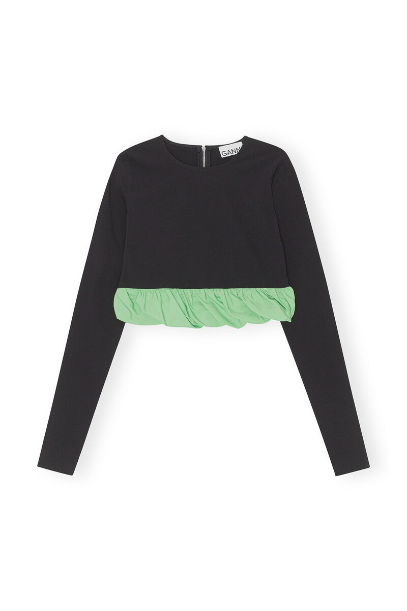 Taffeta Mix Blouse, in colour Black - 1 - GANNI