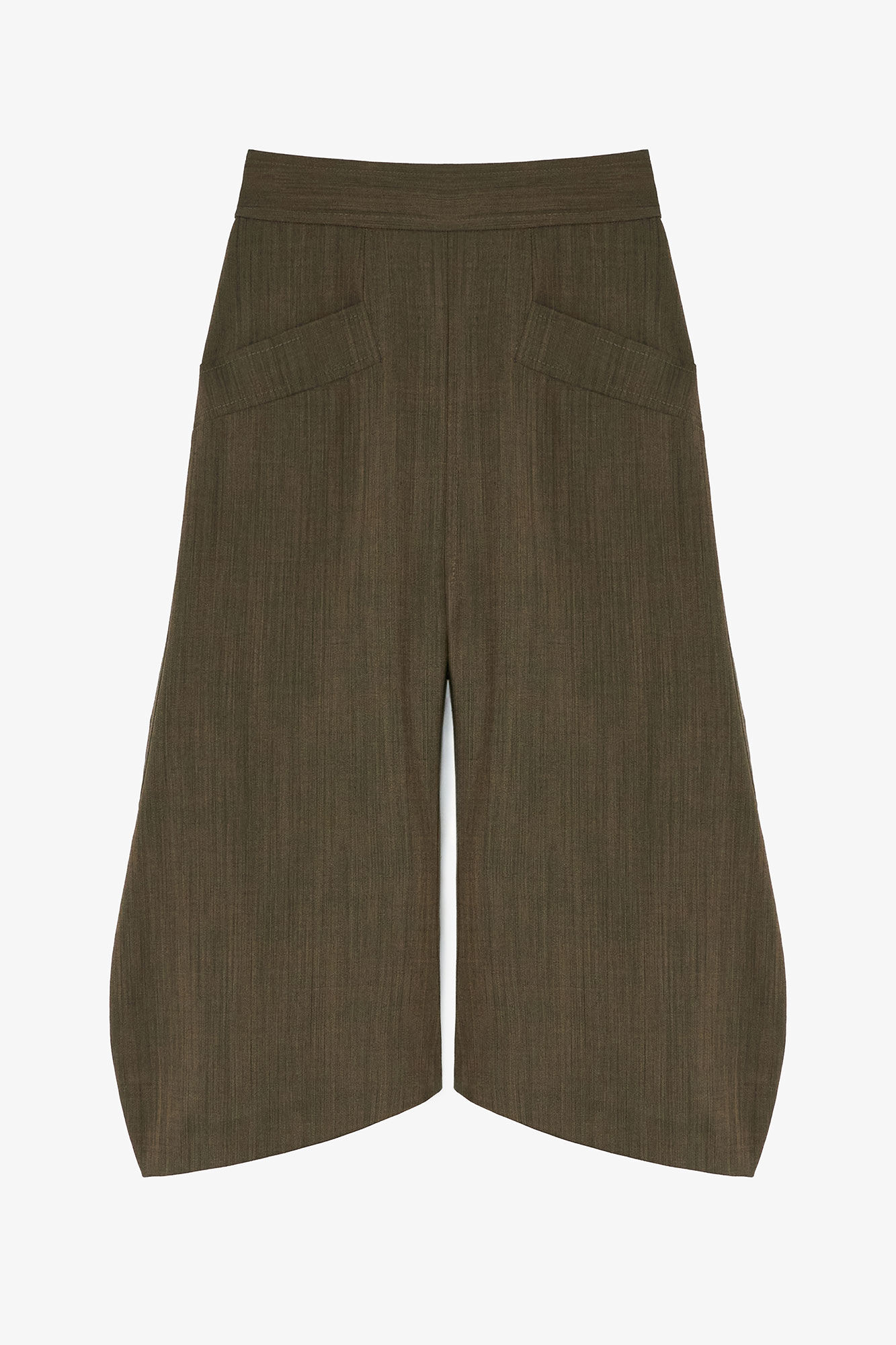 Capri Trousers in Brown Wool Melange, Recycled Wool, in colour Canteen - 1 - GANNI