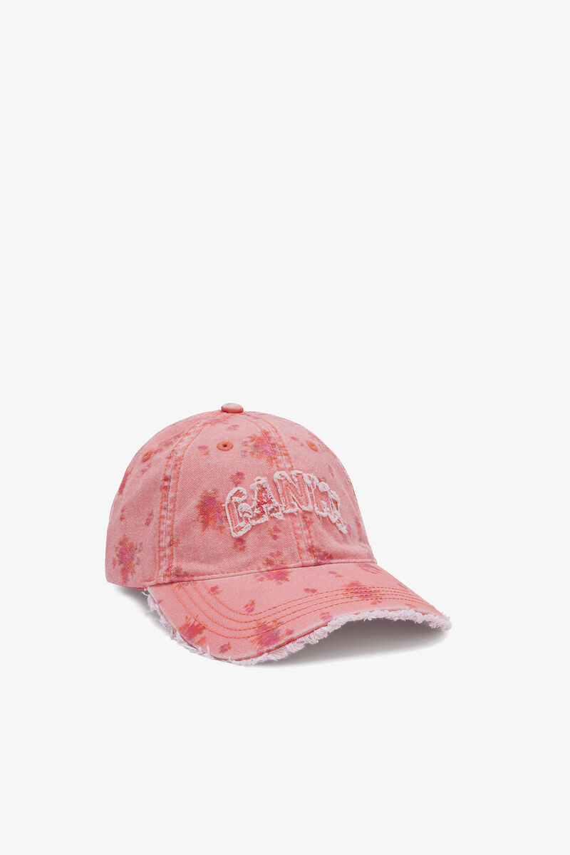 Cap in Washed Cotton, Organic Cotton, in colour Lantana - 1 - GANNI
