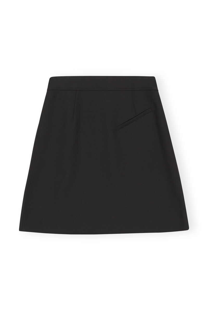 Asymmetrical Mini Skirt, Recycled Polyester, in colour Black - 2 - GANNI