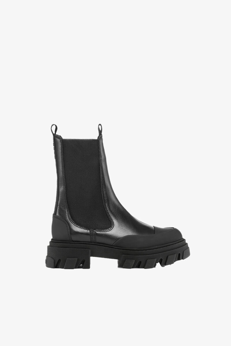 Mid Chelsea Boots, Recycled Leather, in colour Black - 1 - GANNI