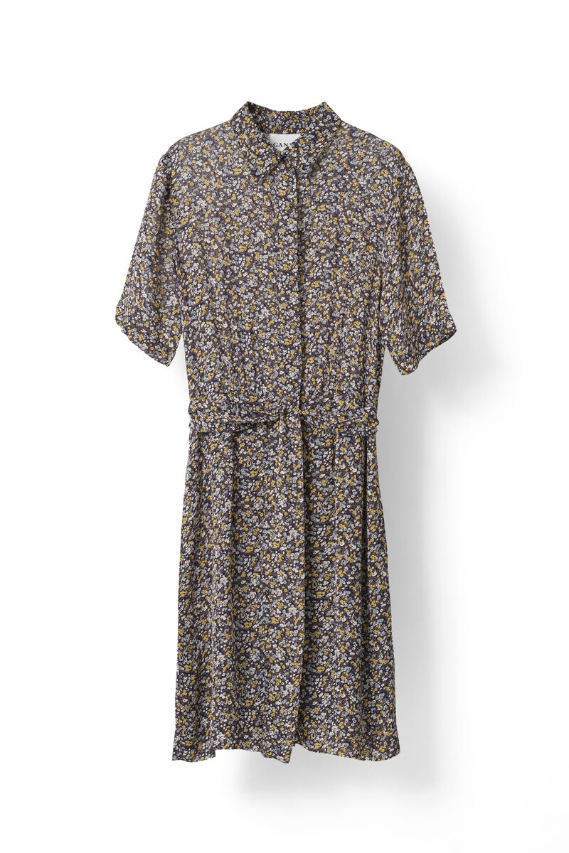 Allen Georgette Dress, in colour Meadow Flowers - 1 - GANNI