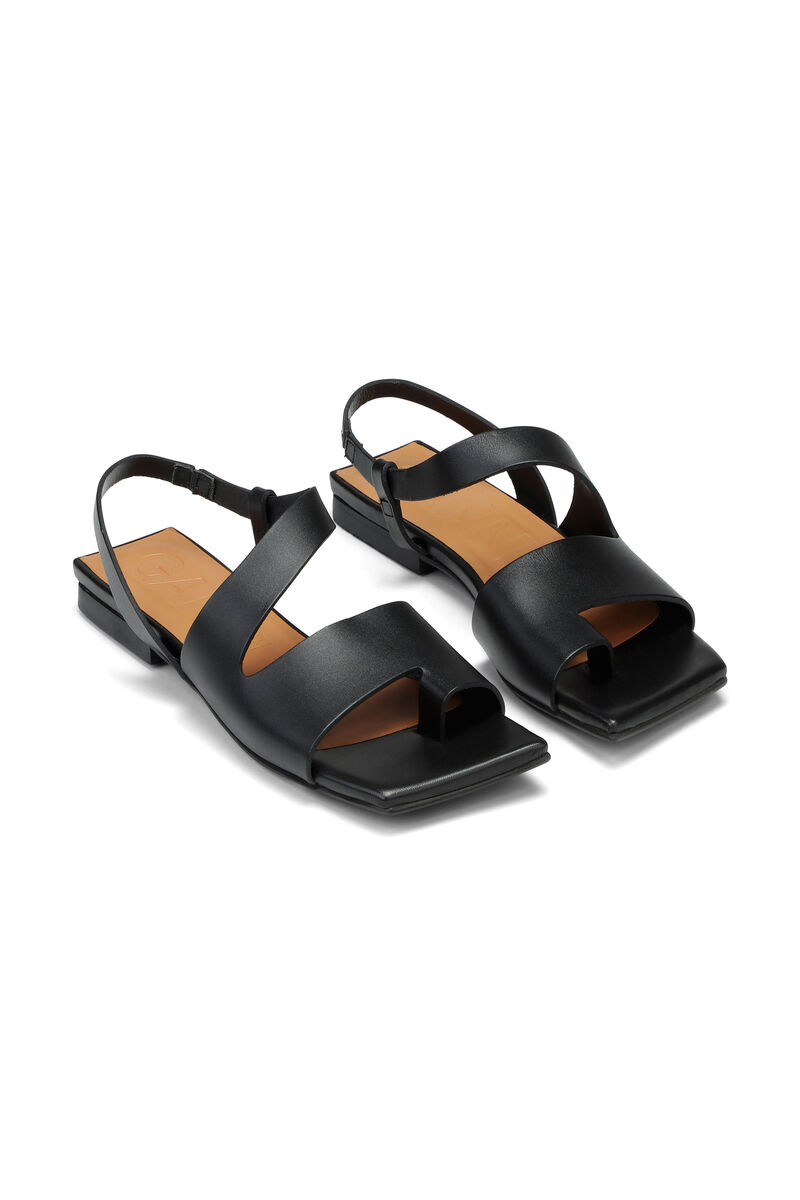 Strappy Sandals, Calf Leather, in colour Black - 3 - GANNI