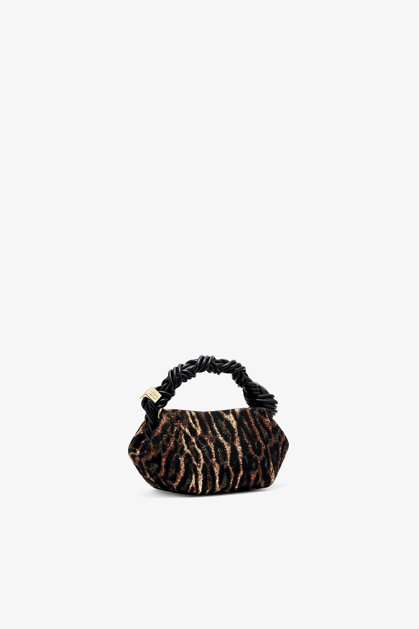 Metallic Cloque Mini Bou Bag, Recycled Polyester, in colour Antique Bronze - 2 - GANNI