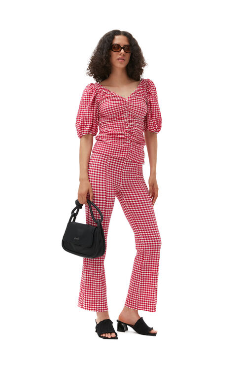 Ganni Stretch Seersucker Cropped Trousers