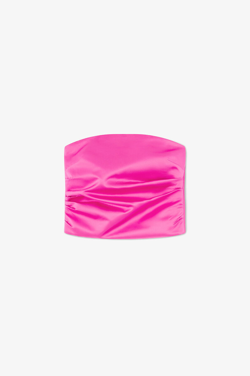 Haut en satin duchesse, Recycled Polyester, in colour Raspberry Rose - 1 - GANNI
