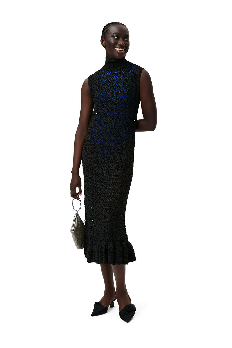 Highneck Dress , Nylon, in colour Black - 1 - GANNI