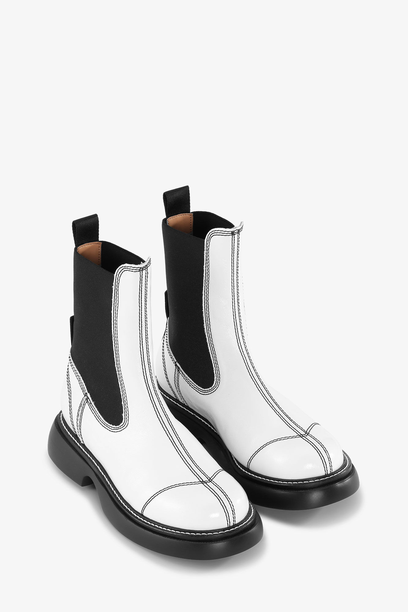 Off-White Everyday Mid Chelsea Boots, Polyester, in colour Egret - 2 - GANNI