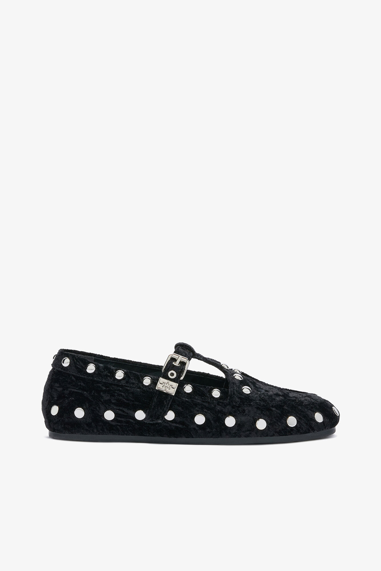 Mary Jenny Mokassins aus schwarzem Samt, Polyester, in colour Black - 1 - GANNI