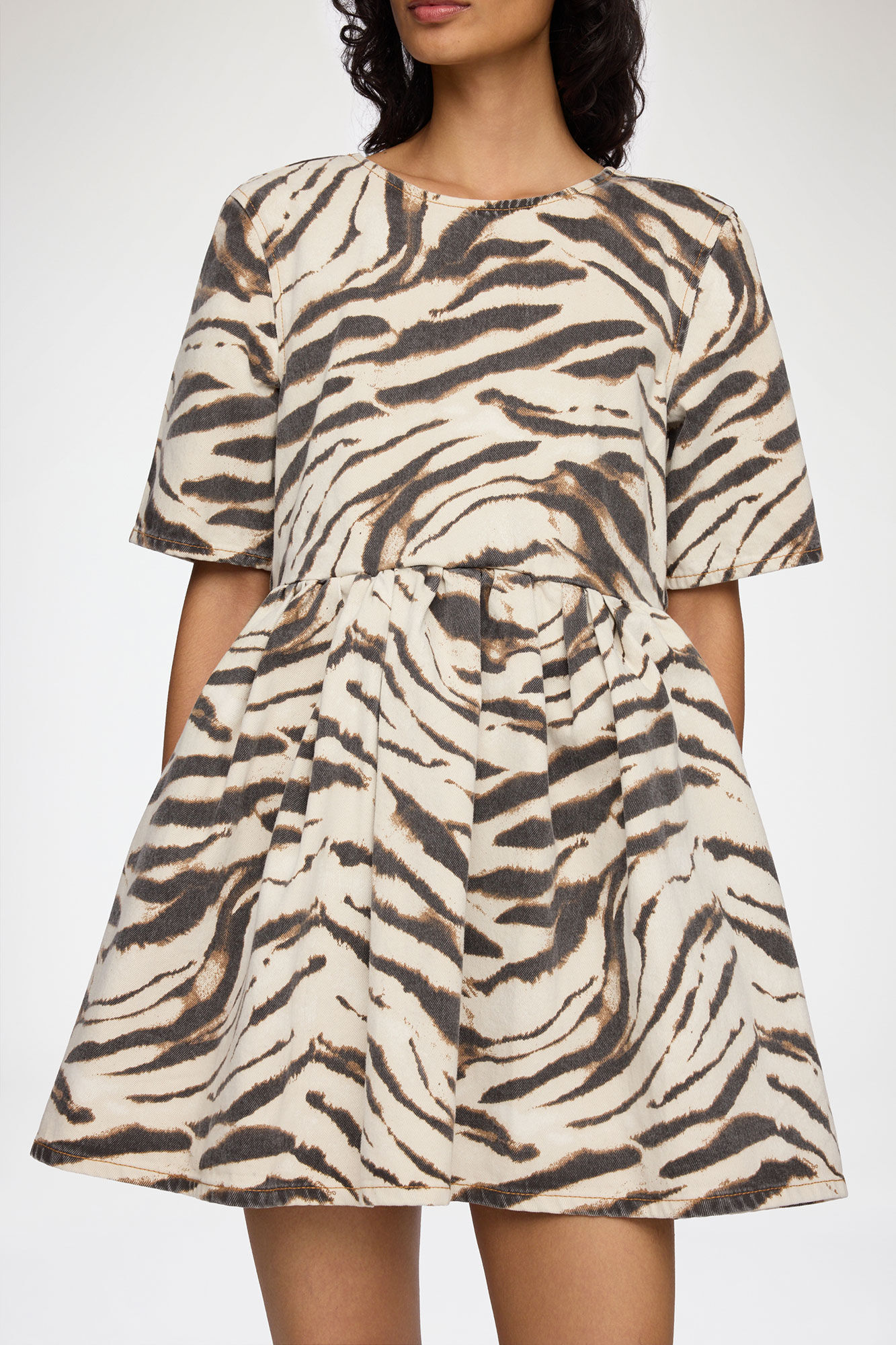 Dress in Zebra Denim | GANNI US
