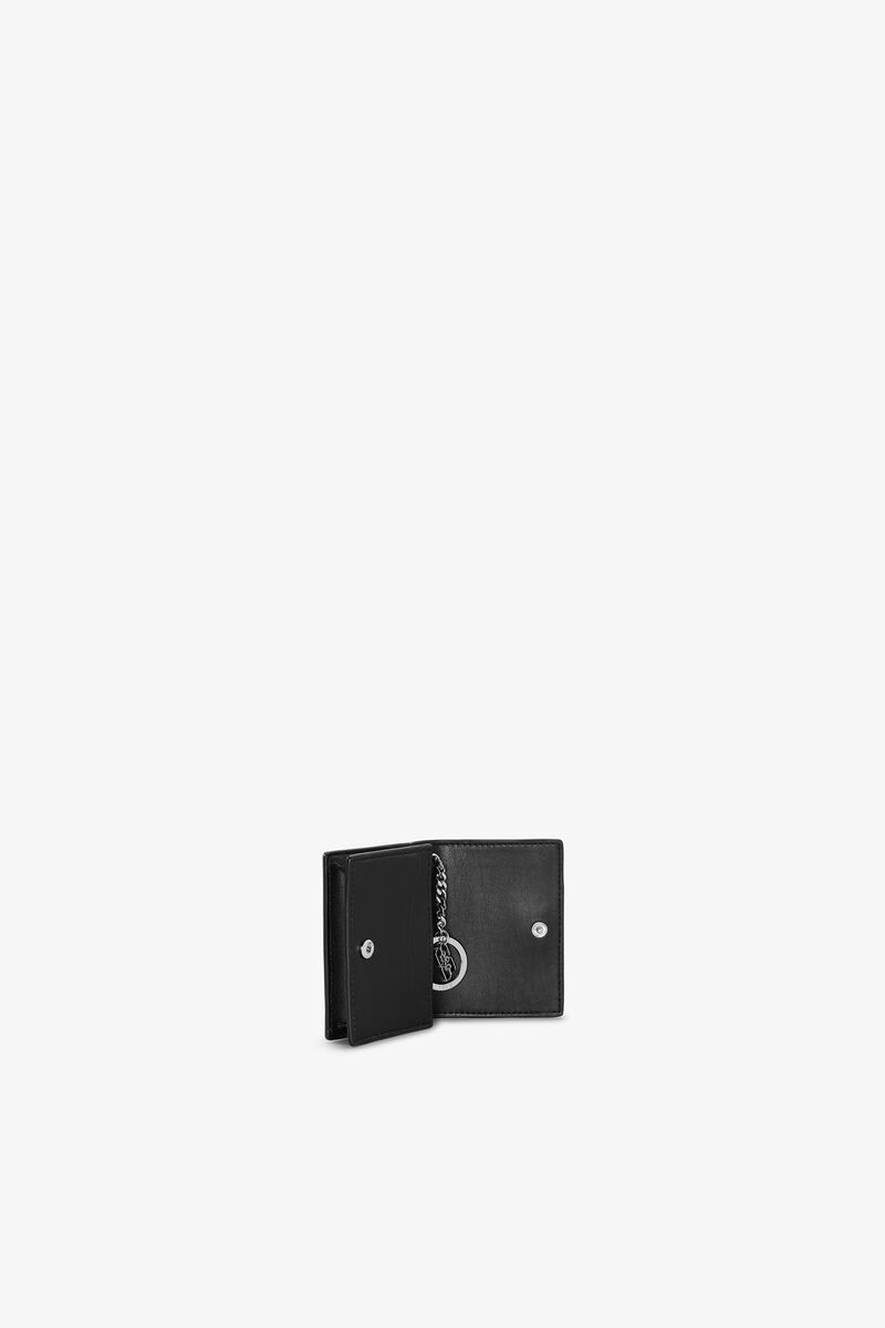 Bou kortholder i sort med flap og dyreprint, Recycled Leather, in colour Black - 2 - GANNI