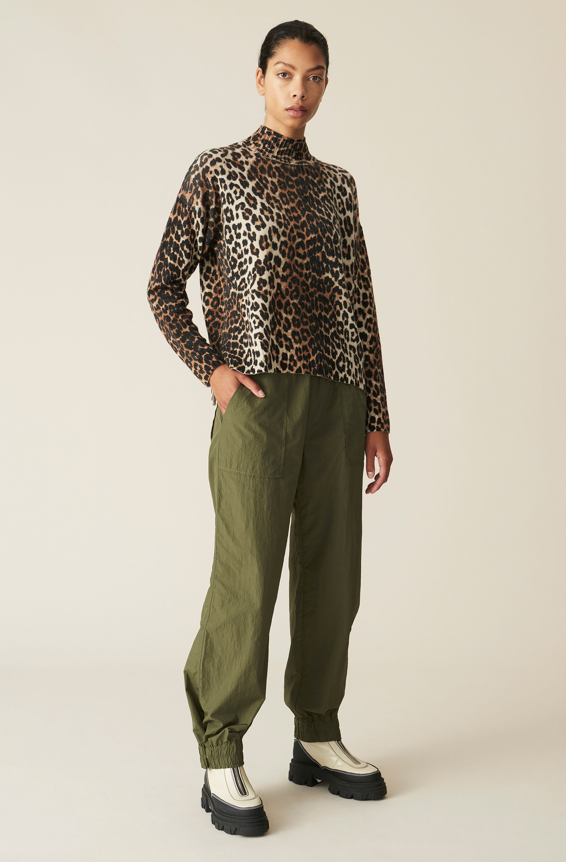 Ganni crinkled tech pants clearance