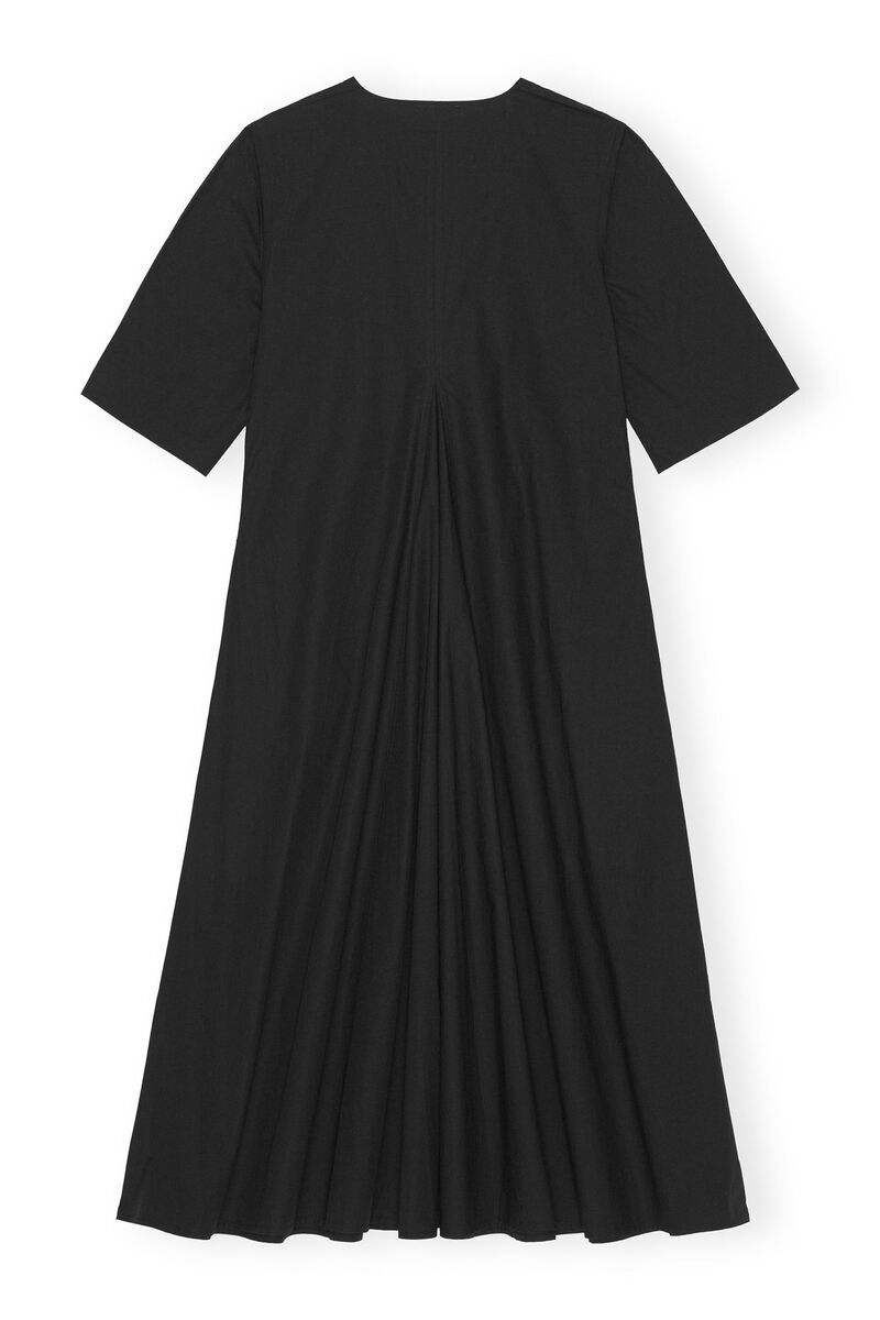 Exclusive Black Cotton Poplin Maxi Dress, Cotton, in colour Black - 2 - GANNI