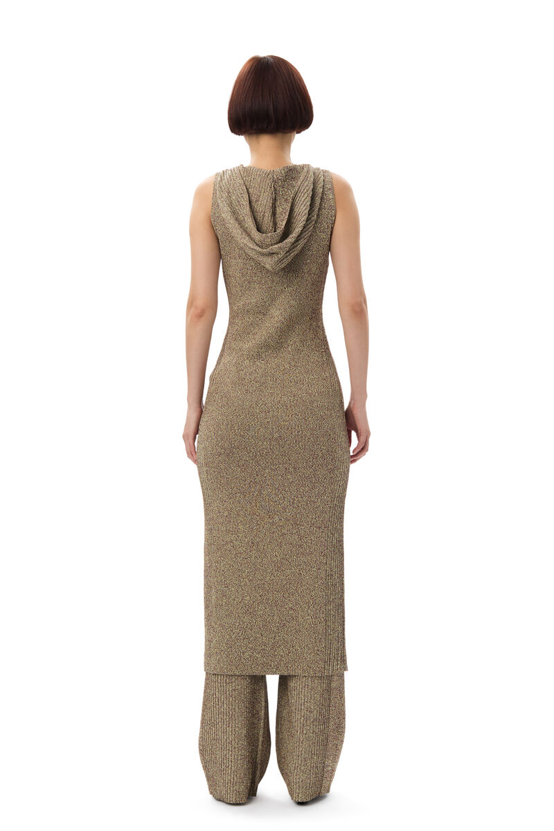 GANNI x Paloma Elsesser Melange Rib Sleeveless Kleid, Elastane, in colour Brandy Brown - 8 - GANNI