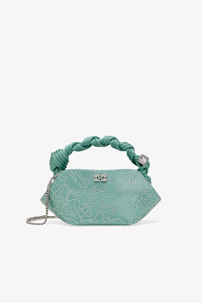 Green Rhinestone Mini GANNI Bou Bag, Brook Green