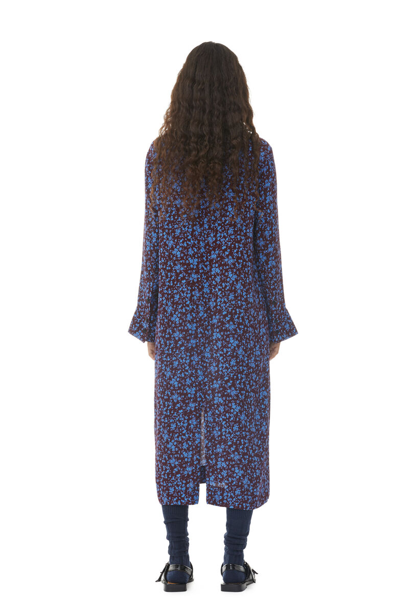 Printed Crepe Midi Dress, LENZING™ ECOVERO™, in colour Port Royale - 4 - GANNI