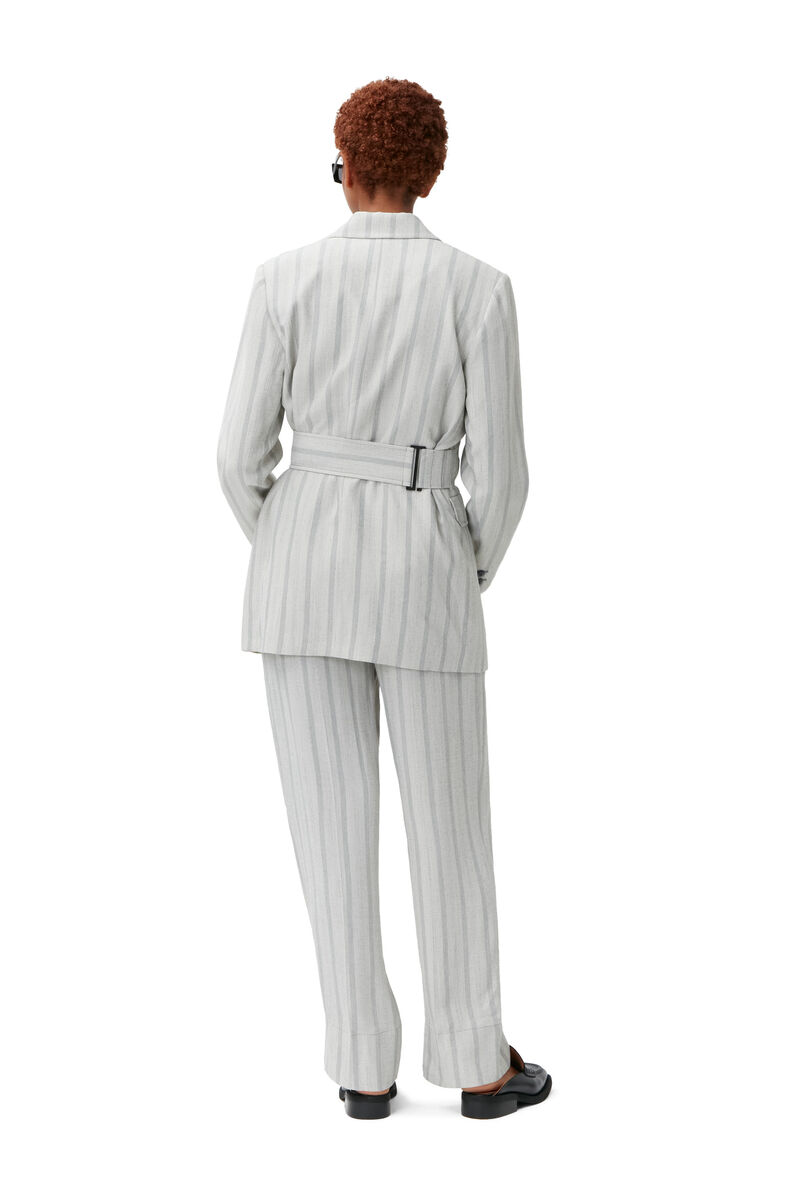 Plisserte dressbukser, LENZING™ ECOVERO™, in colour Phantom Stripe - 2 - GANNI