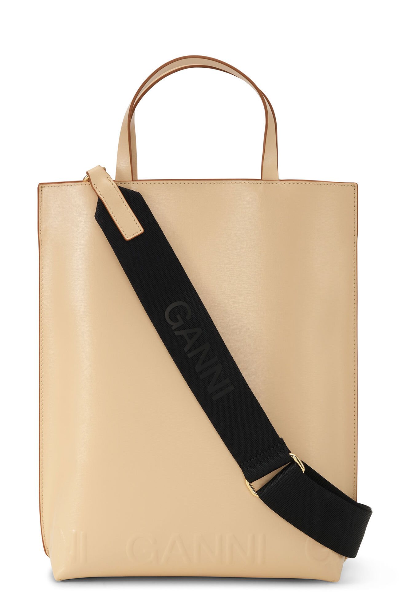 Cream Medium Banner Tote Bag, Polyester, in colour Buttercream - 3 - GANNI